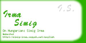 irma simig business card